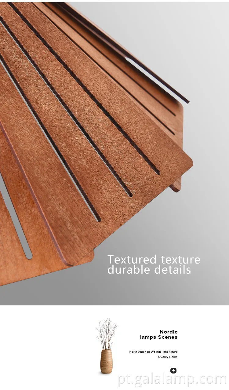 Luz pendente de madeira japonesa elegante para salas de chá